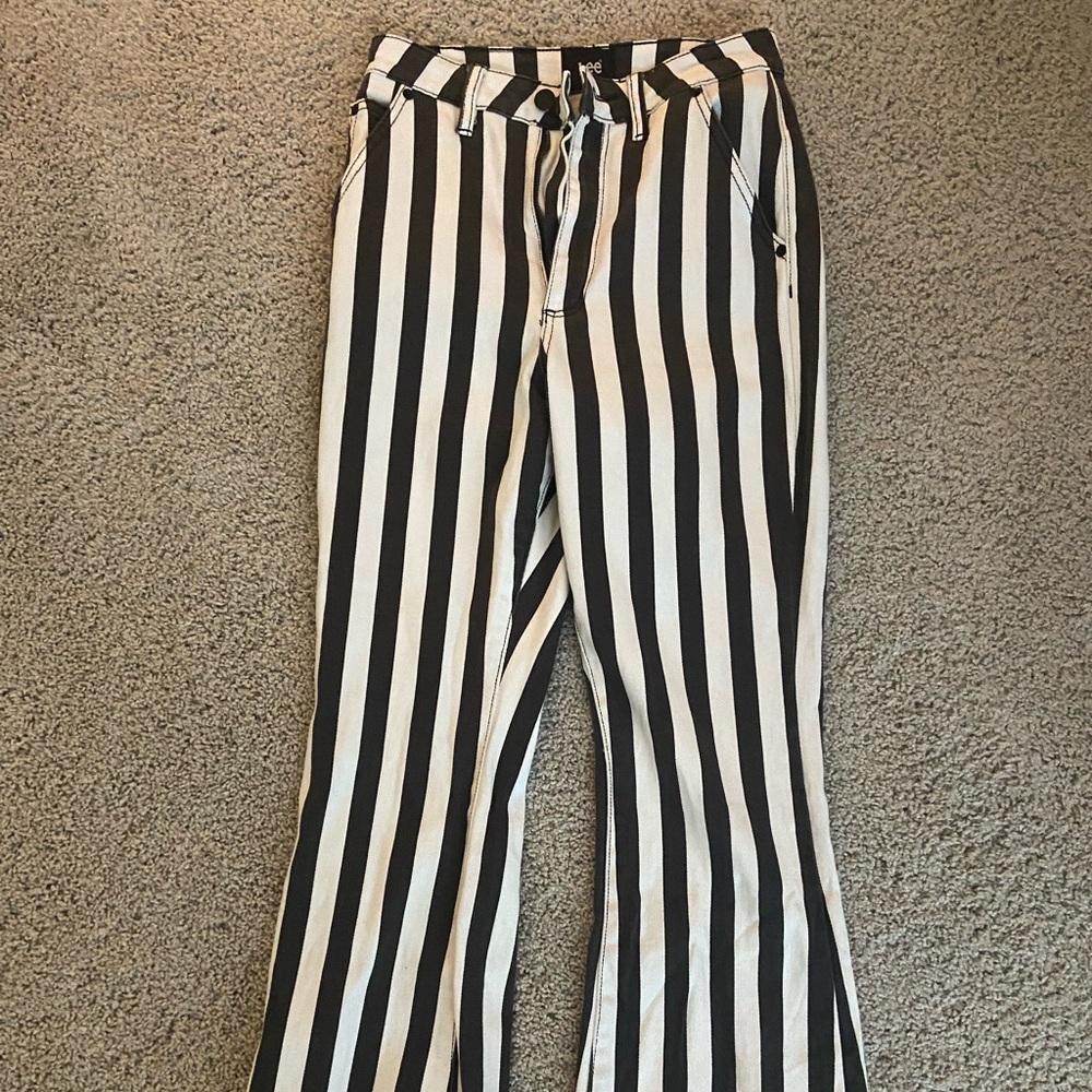 Urban Outfitters Striped Crop Flare Jeans